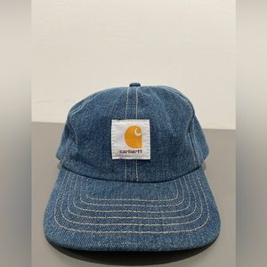 Carhartt Denim Blue Jean Hat Logo Patch Embroidered Vintage EUC